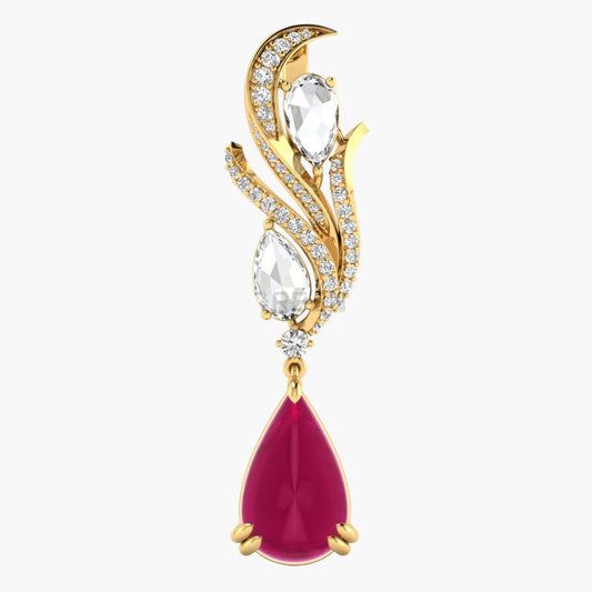 Ruby Plume Elegance Diamond Pendant