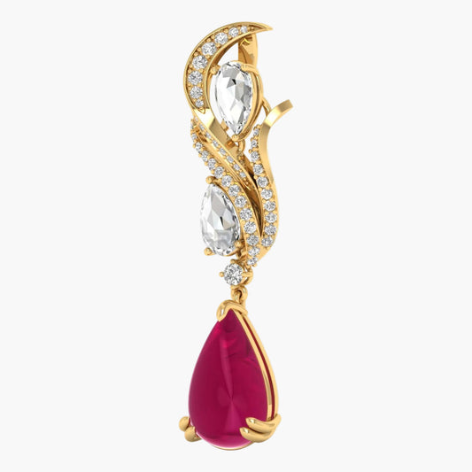 Ruby Plume Elegance Diamond Pendant