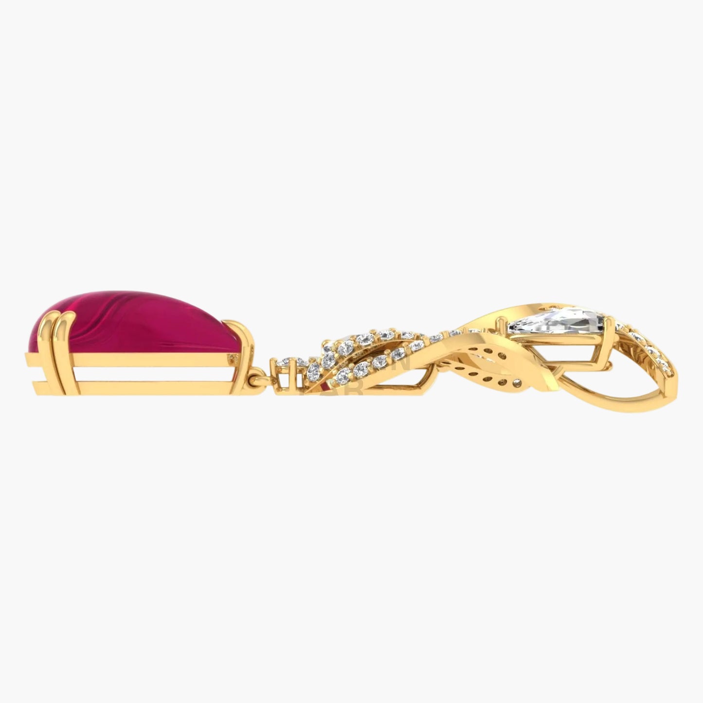 Ruby Plume Elegance Diamond Pendant