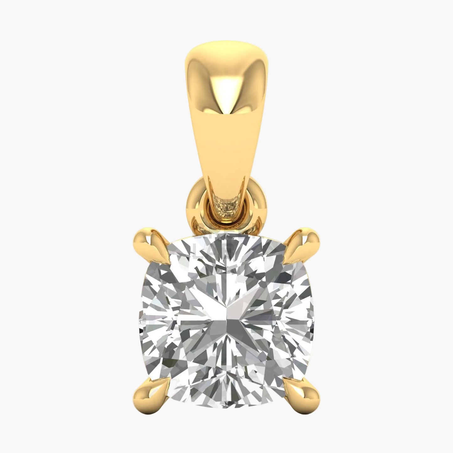 Gold pendant with a large diamond on a white background