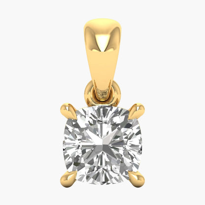 Gold pendant with a large diamond on a white background