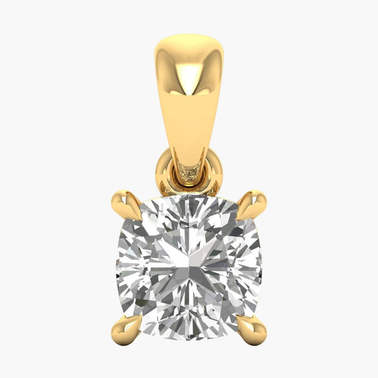 Gold pendant with a large diamond on a white background