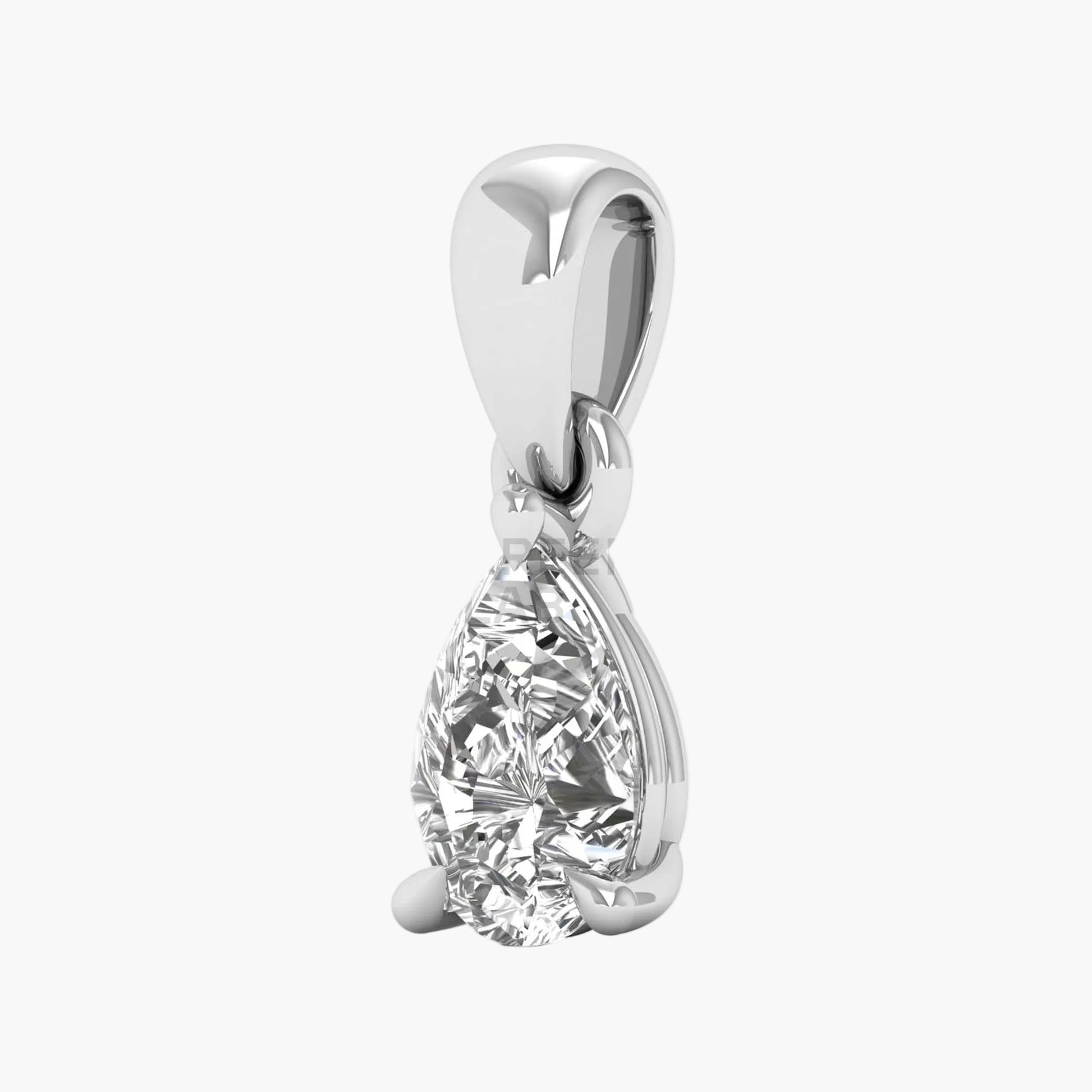Pear-shaped diamond pendant on a white background