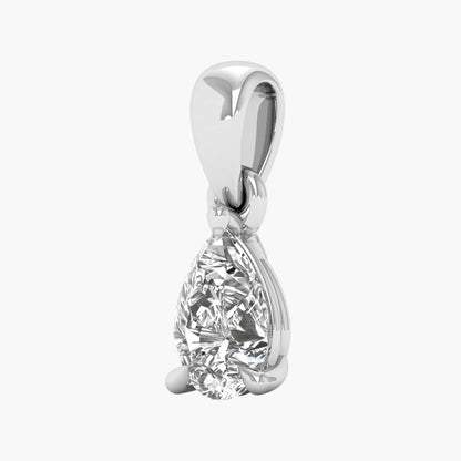 Pear-shaped diamond pendant on a white background