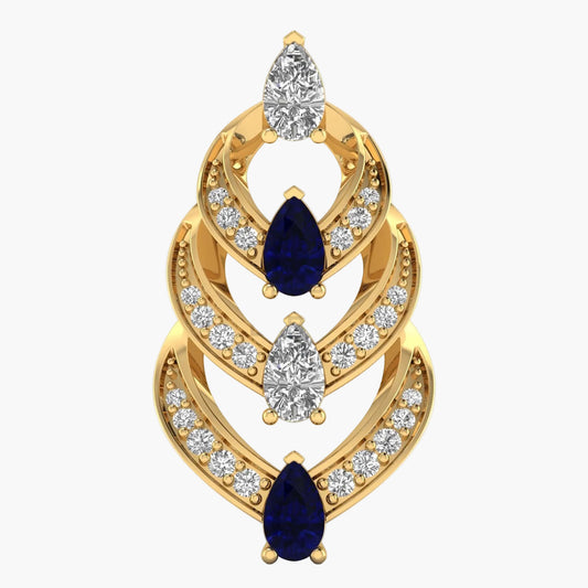 Sapphire Chevron Cascade Diamond Pendant