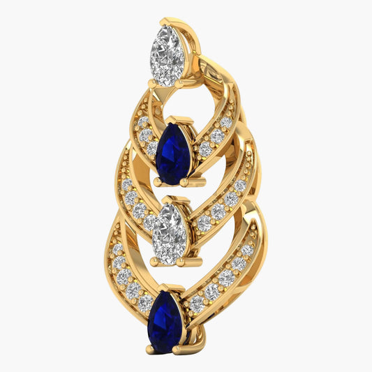 Sapphire Chevron Cascade Diamond Pendant