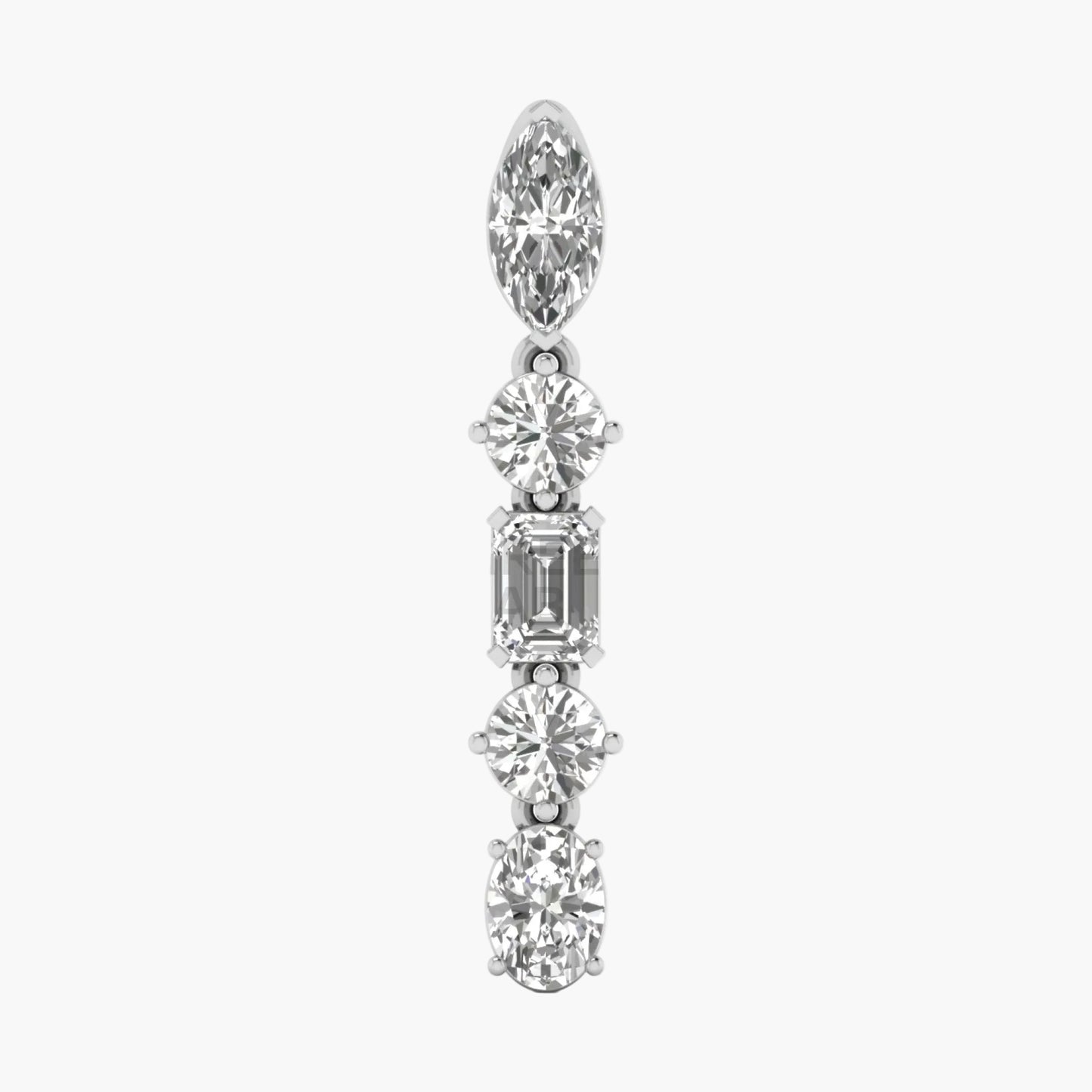 Diamond earring with multiple stones on a white background
