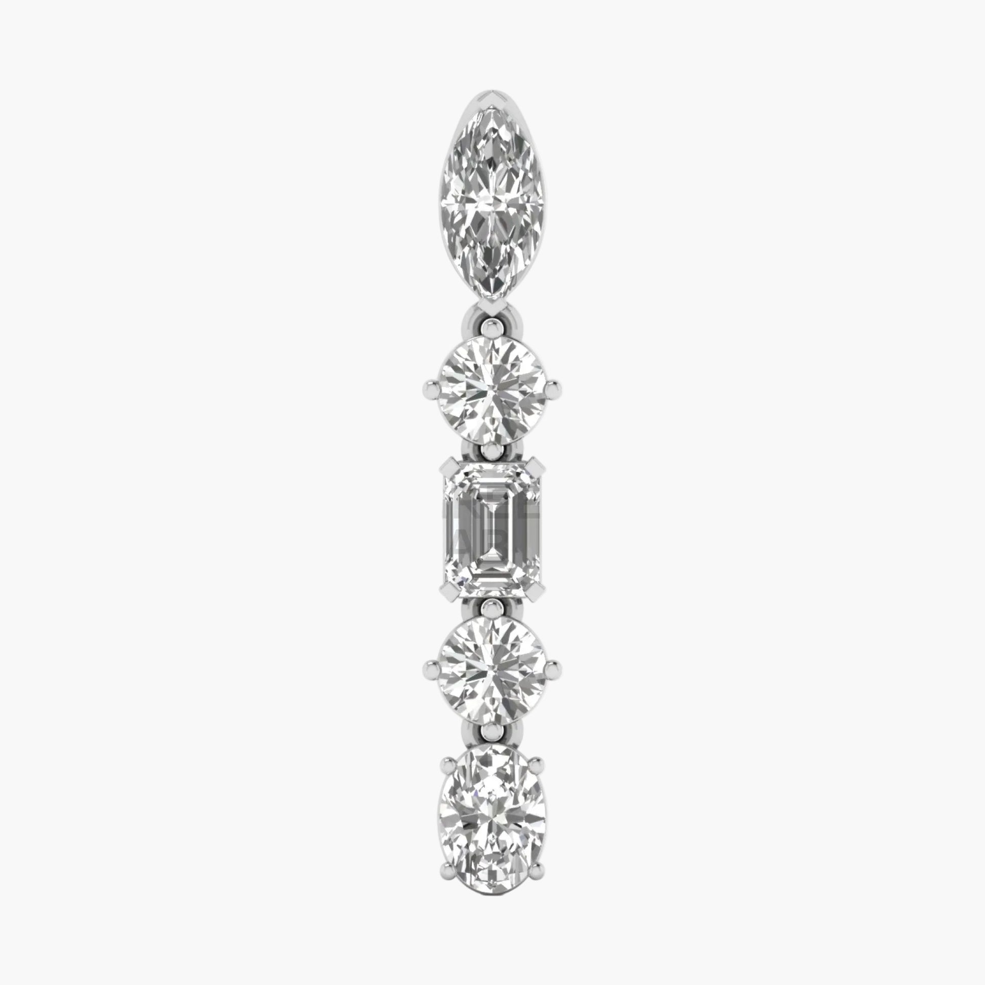 Diamond earring with multiple stones on a white background