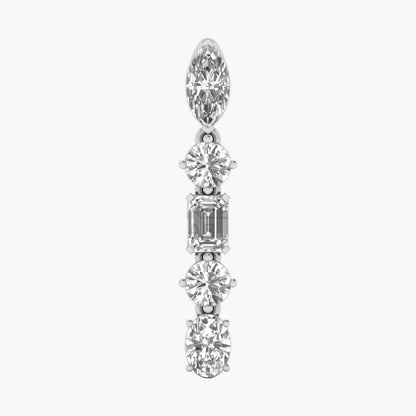 Diamond earring with multiple stones on a white background