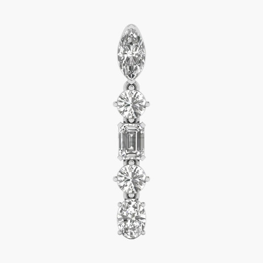 Diamond earring with multiple stones on a white background