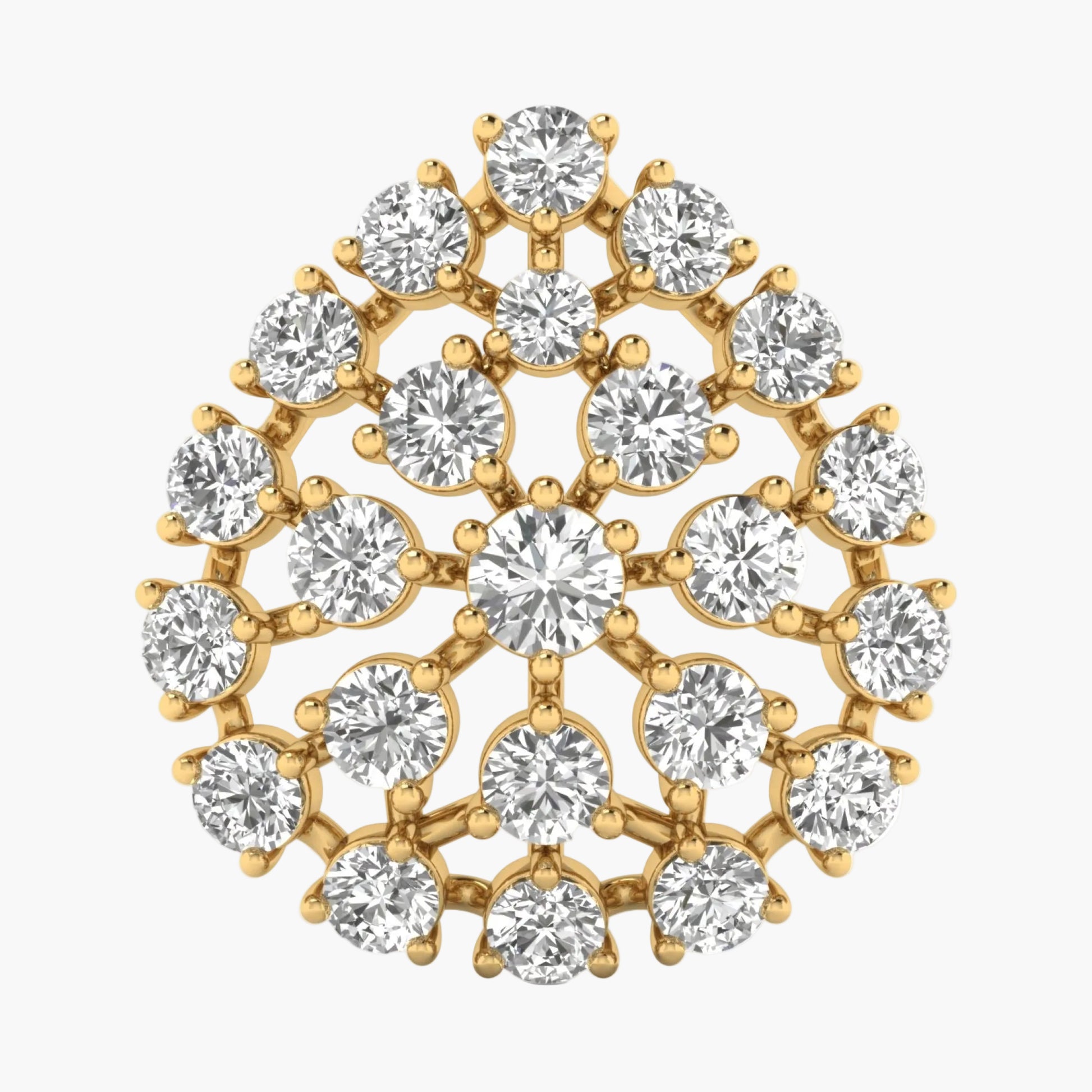 Gold and diamond brooch on a white background
