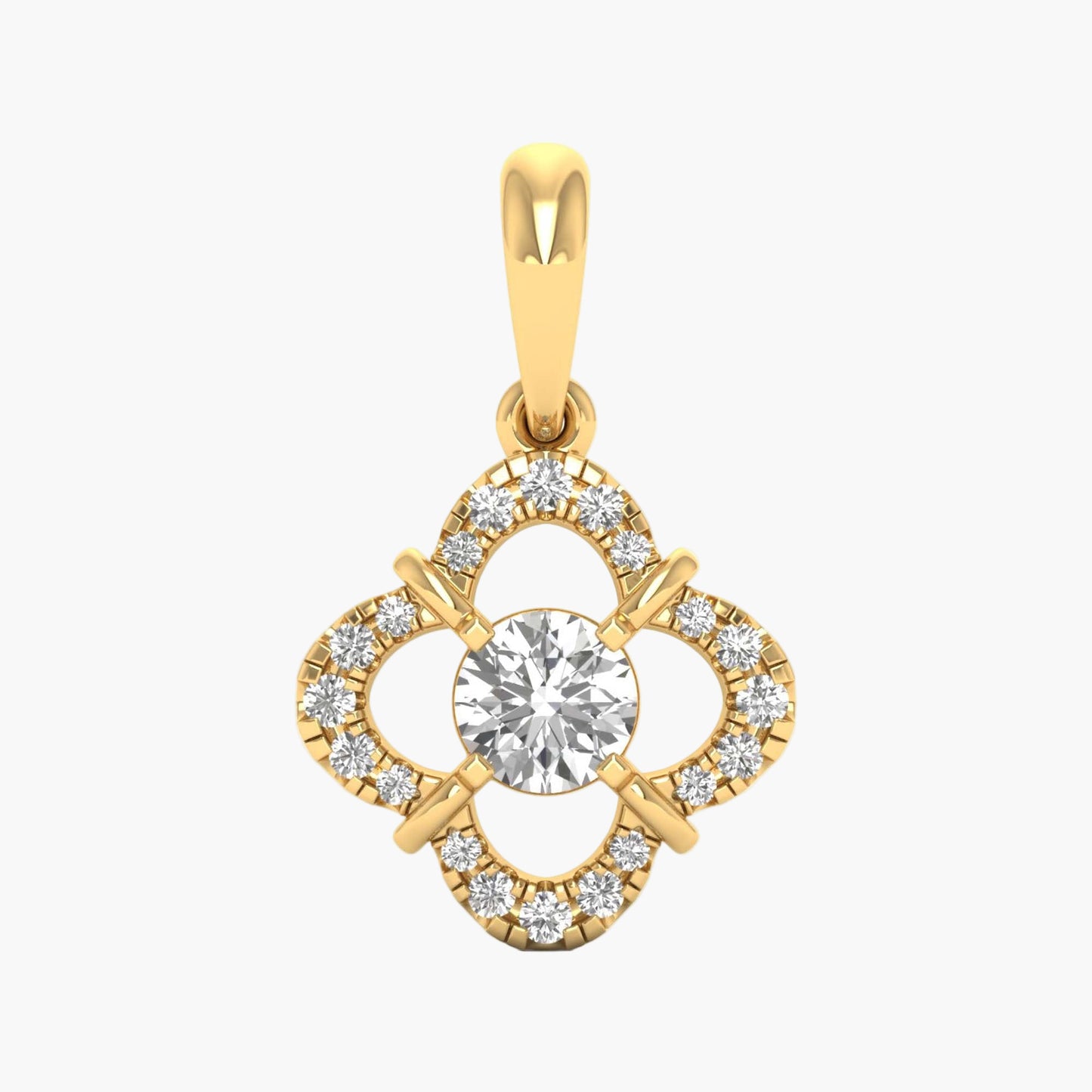 Quatrefoil Floral Diamond Halo Pendant