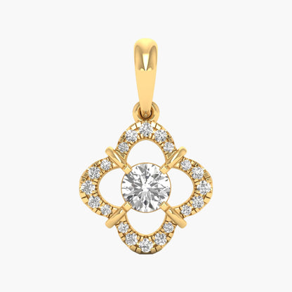 Quatrefoil Floral Diamond Halo Pendant