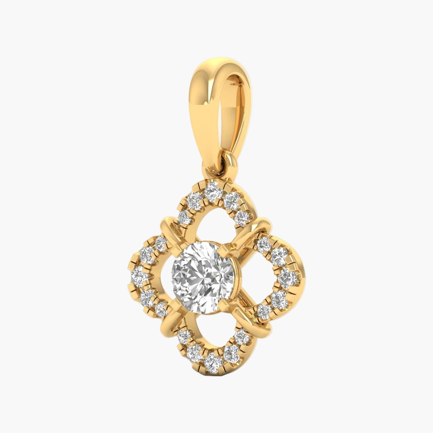 Quatrefoil Floral Diamond Halo Pendant