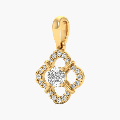 Quatrefoil Floral Diamond Halo Pendant