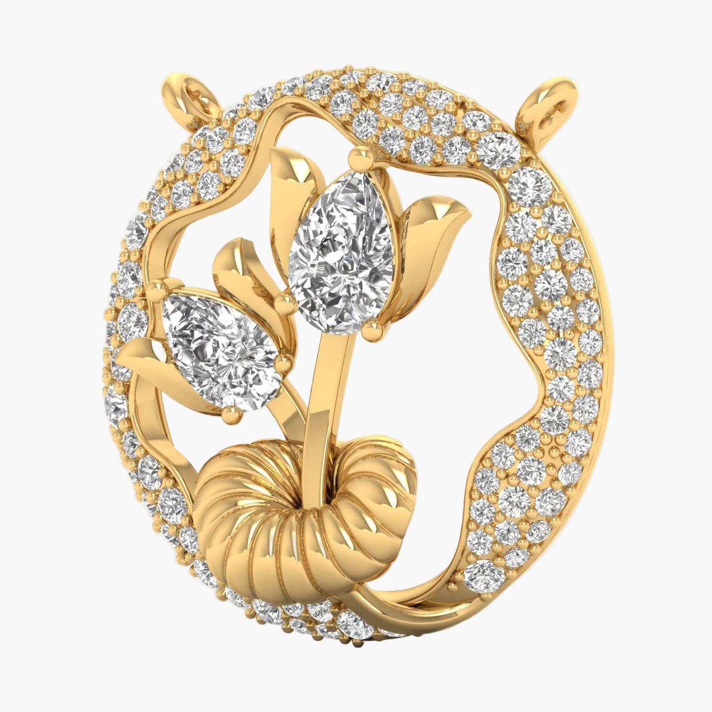 Tulip Garden Circle Diamond Pendant with  Chain
