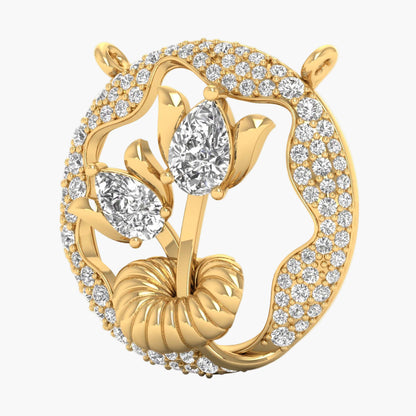 Tulip Garden Circle Diamond Pendant with  Chain
