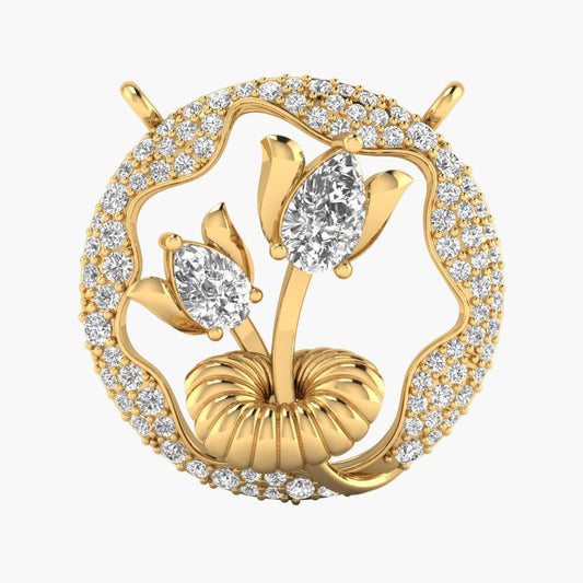 Tulip Garden Bloom Diamond Pendant With Chain