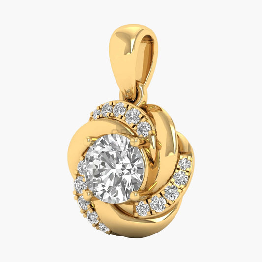 Gold pendant with a large central gemstone and smaller stones on a white background
