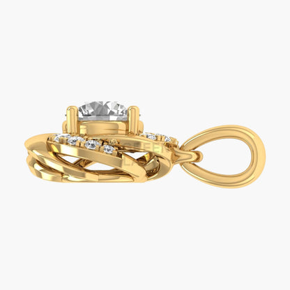 Gold ring with a diamond on a white background