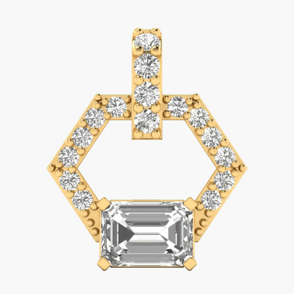 Gold and diamond earring with 'Green Lab' branding on a white background