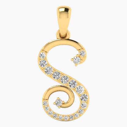 S Alphabet Initial Diamond Pendant