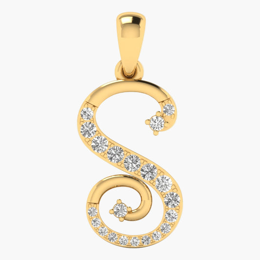 S Alphabet Initial Diamond Pendant