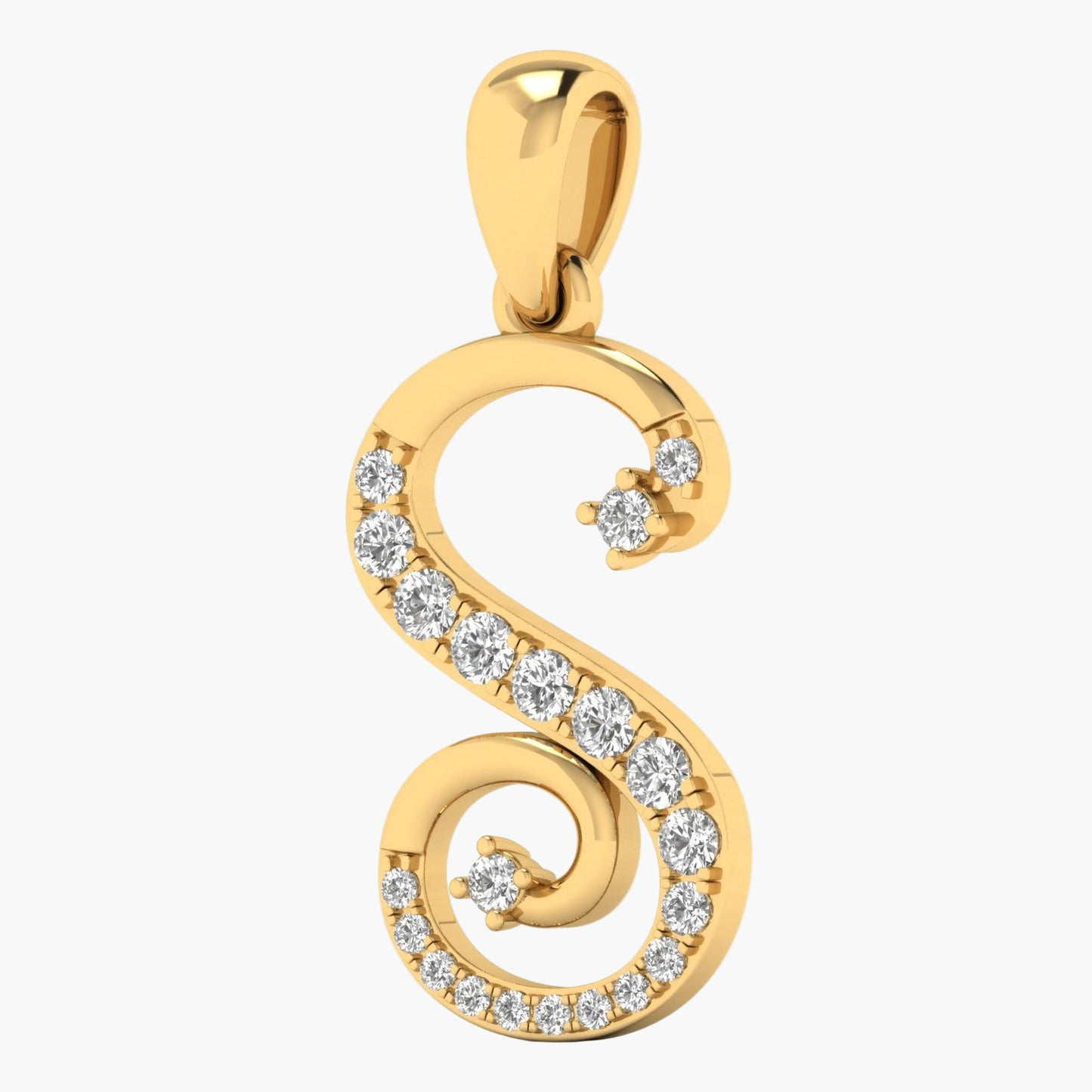 S Alphabet Initial Diamond Pendant