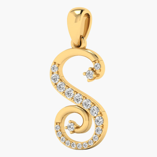 S Alphabet Initial Diamond Pendant