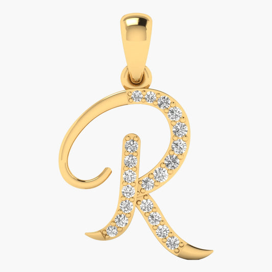 R Alphabet Diamond Pendant Without Chain