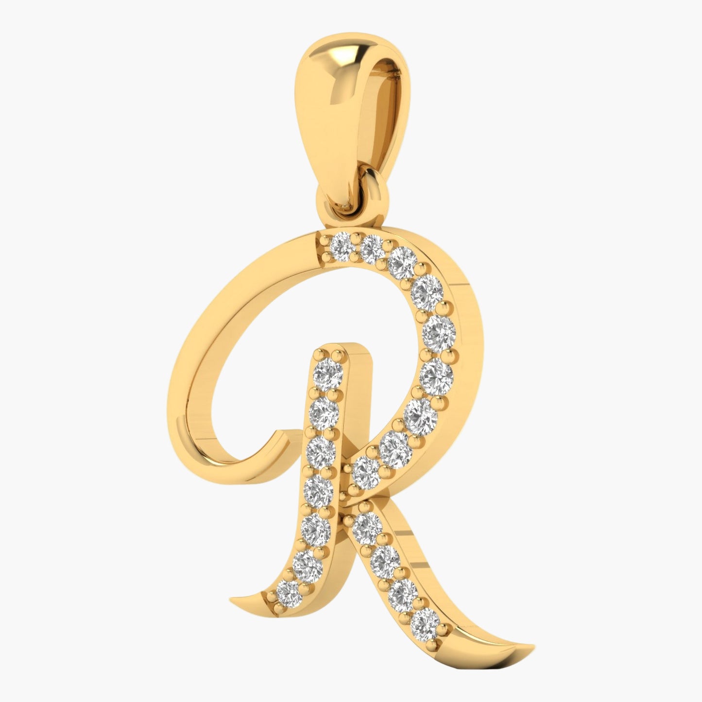 R Alphabet Diamond Pendant Without Chain