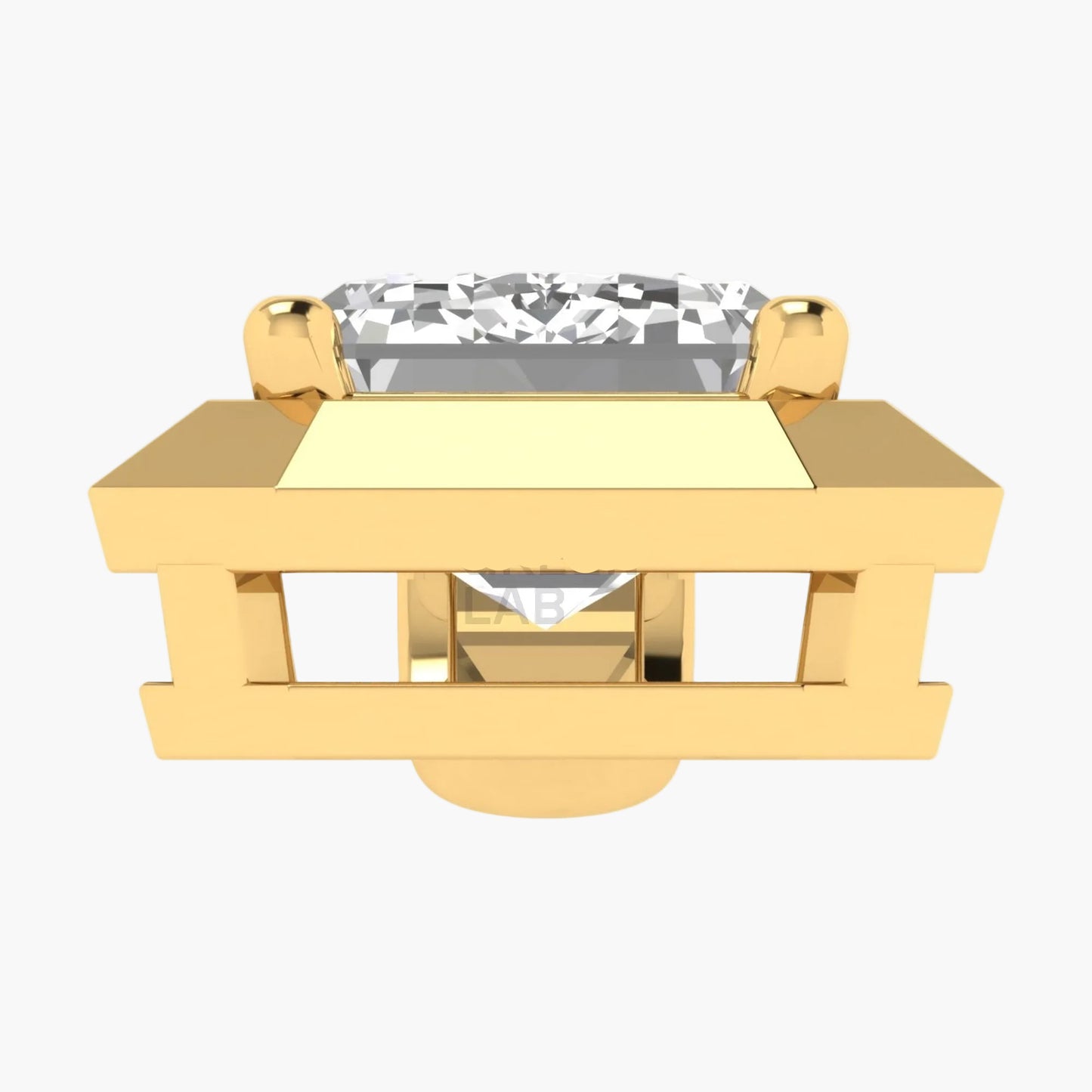 Gold pendant with a clear gemstone on a white background