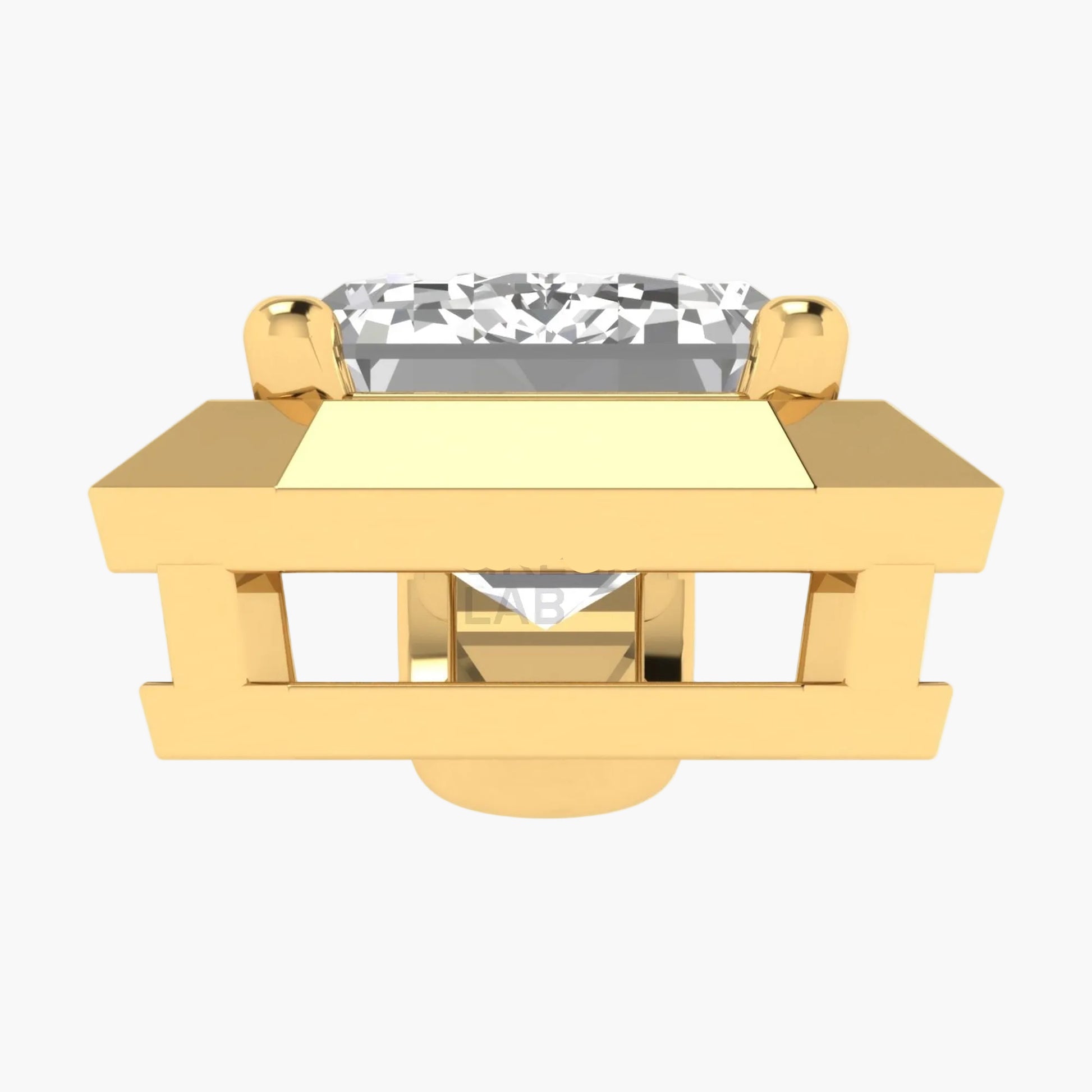 Gold pendant with a clear gemstone on a white background