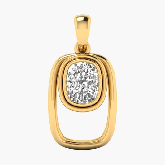 Gold pendant with a diamond on a white background