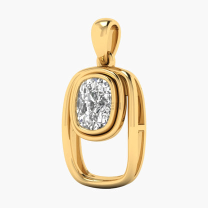 Gold pendant with a clear gemstone on a white background