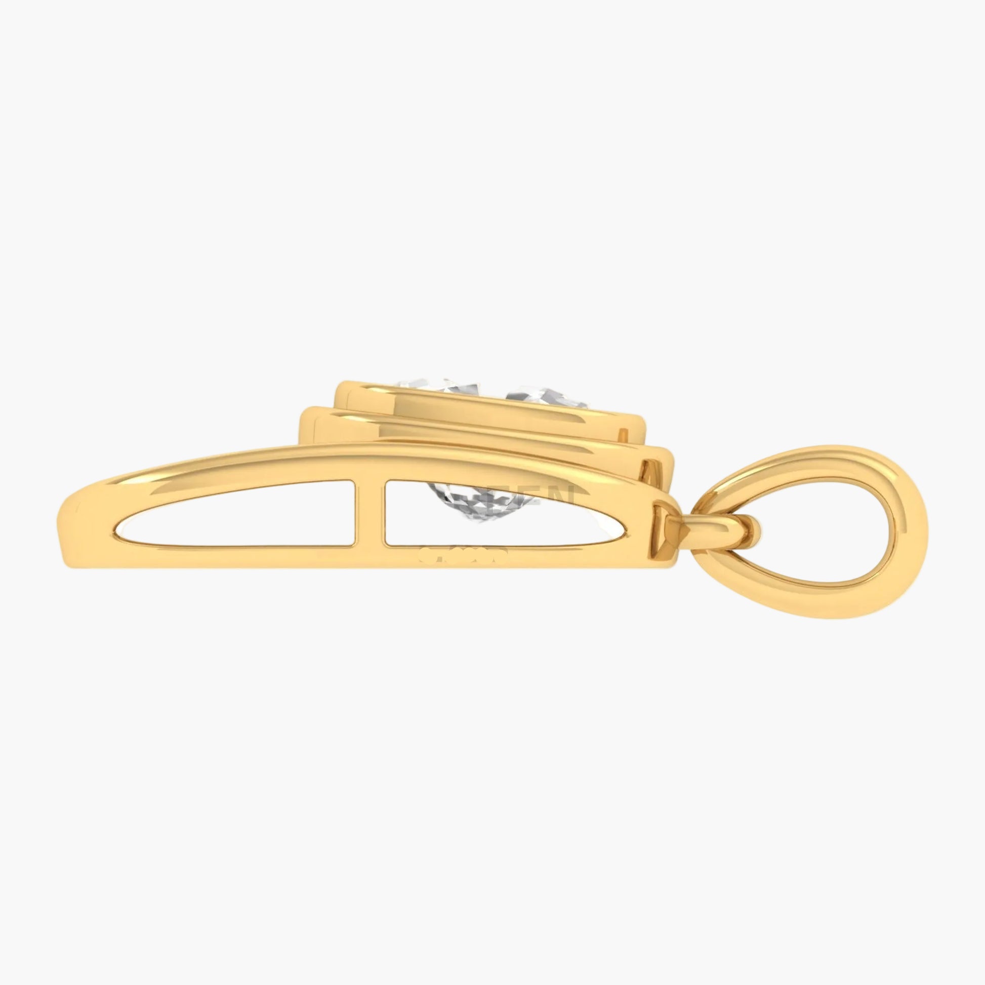 Gold ring with a diamond on a white background