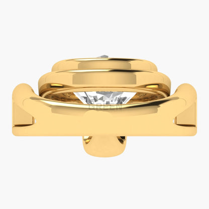Gold ring with a diamond on a white background