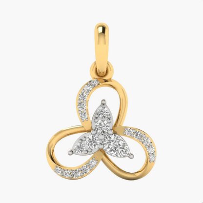Gold pendant with diamonds on a white background