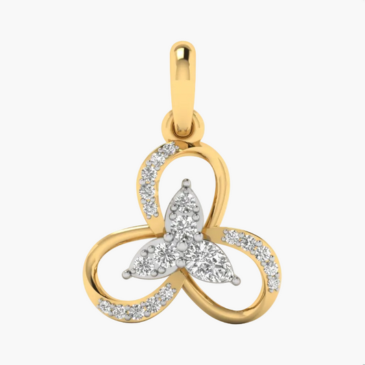 Gold pendant with diamonds on a white background