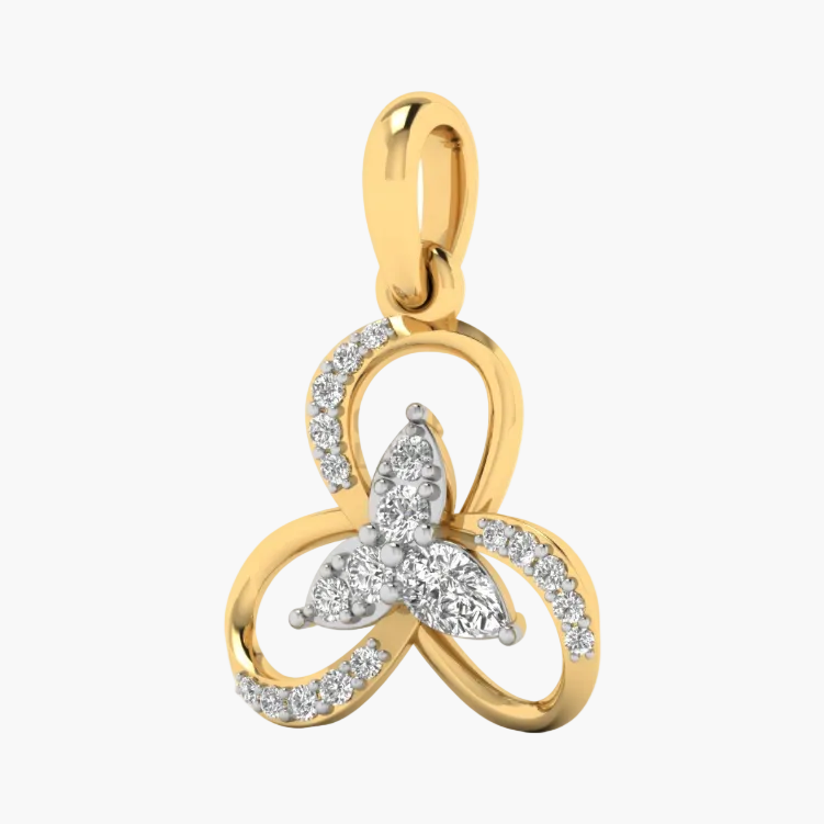 Gold butterfly pendant with diamonds on a product page