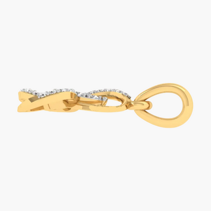 Gold bow-shaped earring with clear stones displayed on a website interface.