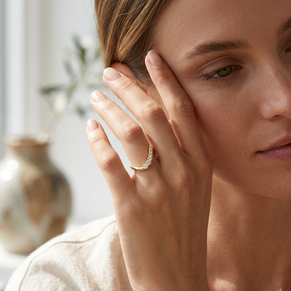 Minimalist Chevron Diamond Statement Ring