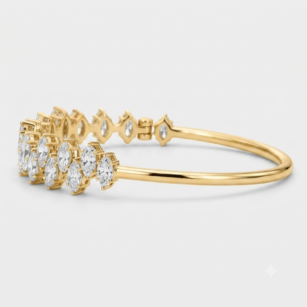 Marquise Clasp Wave Diamond Bracelet