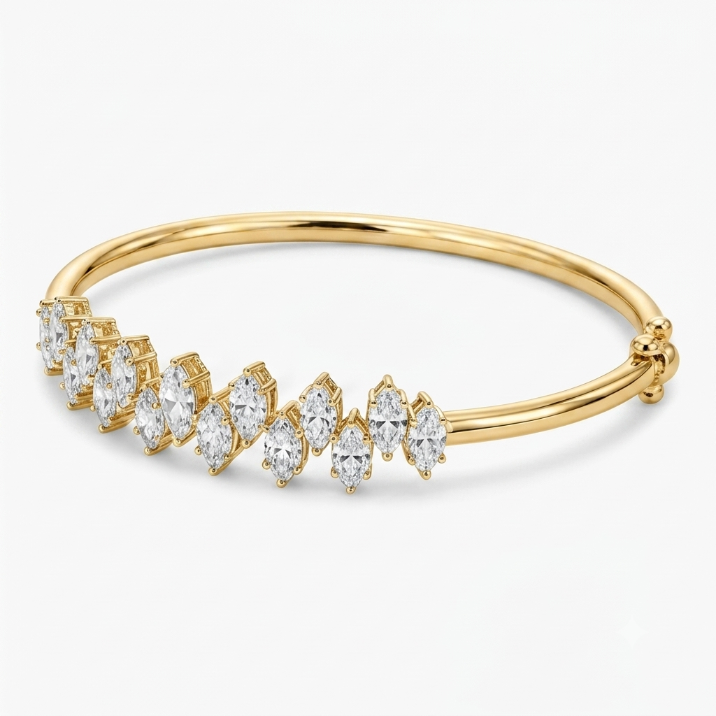 Marquise Clasp Wave Diamond Bracelet