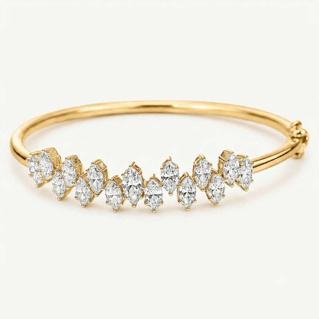 Marquise Clasp Wave Diamond Bracelet