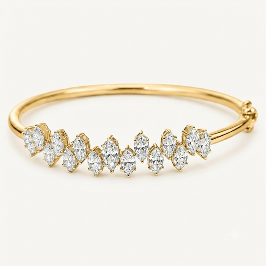 Marquise Clasp Wave Diamond Bracelet