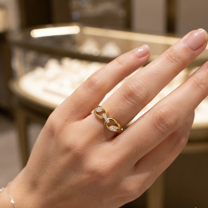 Elegance Intertwined Pear-Cut Diamond Statement Ring