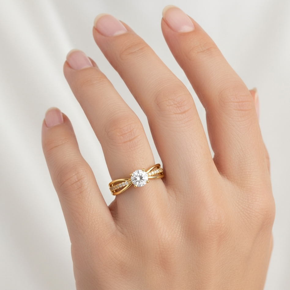 Radiant Split-Shank Diamond Ring