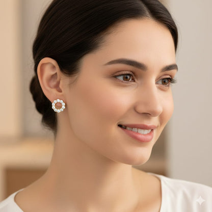 Diamond Circle Wreath Studs Earrings