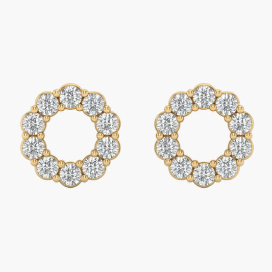 Diamond Circle Wreath Studs Earrings